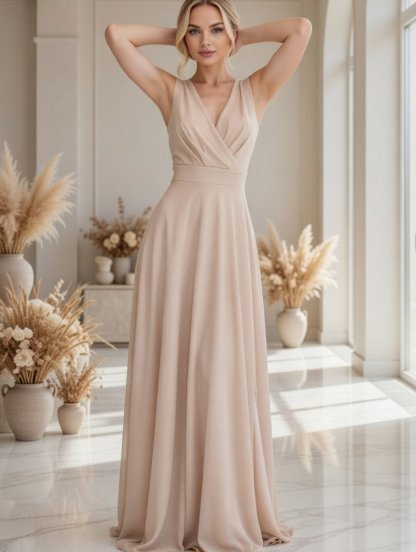 Нарядное корсетное шифоновое золотистое платье на выпускной или свадьбу, фото 1