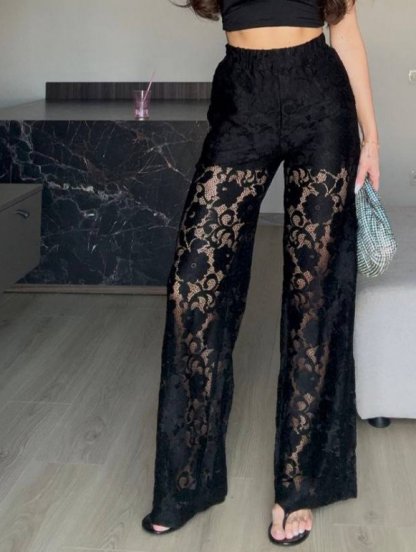 Черные кружевные женские брюки с шортами, фото 1