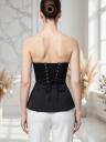 Атласный черный корсет с баской и шнуровкой, фото 2