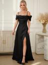 Нарядное вечернее черное платье из атласа, фото 3
