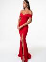 Элегантное облегающее красное платье с открытыми плечами, фото 2