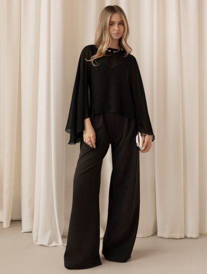 Нарядная черная шифоновая накидка к платьям, фото 1