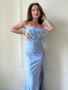 Длинное облегающее голубое платье в пол, фото 2