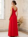 Увеличить фото Красное вечернее длинное платье на бретелях с разрезом, фото 2