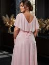 Вечернее длинное шифоновое платье пудрового цвета, с коротким рукавом и поясом,, фото 4