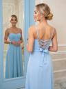 Вечернее длинное корсетное платье голубого цвета, фото 3