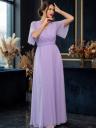 Увеличить фото Вечернее блестящее лавандовое платье в пол c рукавом, фото 5