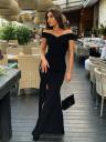 Элегантное облегающее черное платье с открытыми плечами, фото 2
