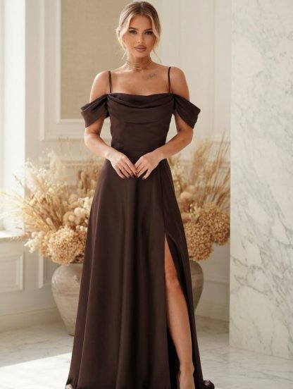 Женское коричневое нарядное платье А-силуэта, фото 1