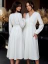 Увеличить фото Белое платье миди с рукавом и на пуговицах, фото 6