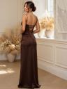 Увеличить фото Длинное коричневое корсетное платье с разрезом, фото 2