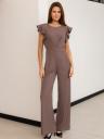 Вечерний женский комбинезон с поясом цвета капучино, фото 4
