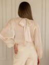 Бежевая нарядная блузка с воздушнимы и пышними рукавами, фото 2