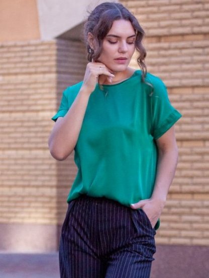 Черные широкие женские брюки в полоску, фото 1