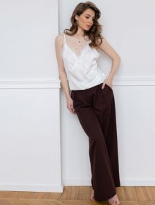 Классические шоколадные женские летние брюки
