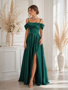 Женское изумрудное нарядное платье А-силуэта