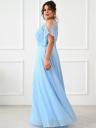 Вечернее нарядное шифоновое голубое платье в пол большого размера, фото 2
