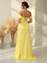 Длинное нарядное вечернее платье желтого цвета с корсетом, фото 2