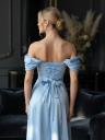 Увеличить фото Длинное вечергее вечернее платье голубого цвета с чашками и корсетной шнуровкой, фото 2