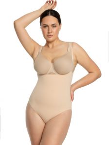 Высокие бесшовные корректирующие трусы в бежевом цвете