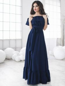 Шикарное платье благородного темно-синего цвета