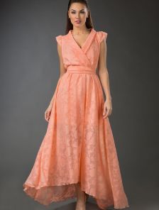 Восхитительное платье в пол персикового цвета