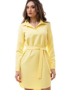 Платье-рубашка нежного лимонного цвета