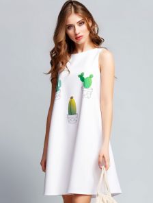 Волшебное летнее платье с милым принтом "кактусы"