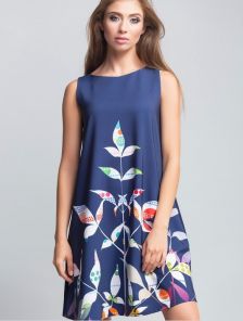 Синее летнее платье с потрясающим ярким принтом