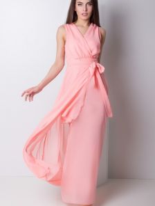 Шикарное шифоновое платье в розовом цвете
