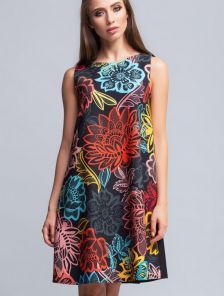 Невероятное яркое платье свободного кроя с цветочным принтом