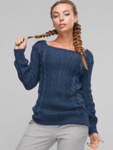 Однотонный вязаный свитер с узором