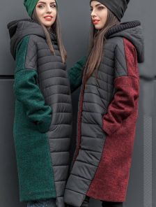 Трендовое комбинированное стеганое пальто