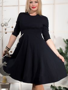 Классическое платье черного цвета с юбкой солнце и пояском
