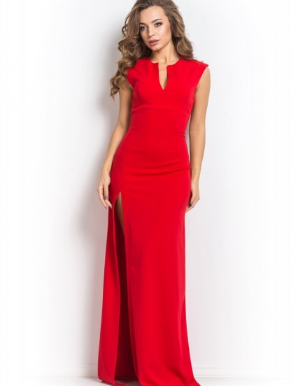Длинное красное платье с разрезом, фото 1