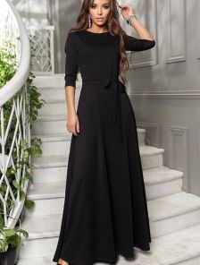Шикарное  платье с рукавчиком 3/4 черного цвета