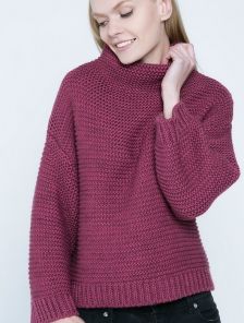 Шикарный вязанный свитер цвета фуксия