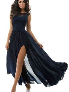 Чудесное вечернее платье в модном темно-синем цвете