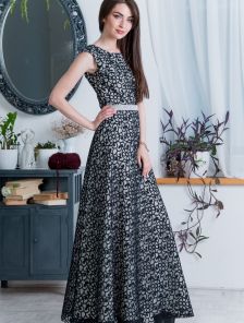 Роскошное нарядное платье длиной в пол из прокатного атласа и органзы
