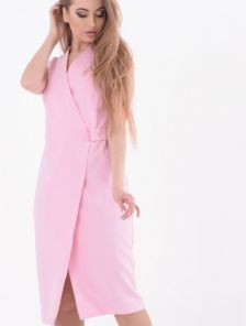 Деловое платье миди в розовом цвете