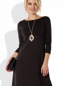 Шикарное вечернее платье черного цвета с вставкой из люрексовой нити