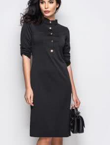 Элегантное платье-рубашка в чёрном цвете