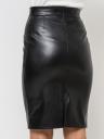 Короткая черная кожаная юбка с карманами, фото 3