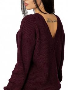 Оригинальный теплый свитер с открытой спинкой, 40% шерсть; 10% мохер