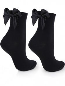 Женские черные носочки с бантиками