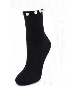 Женские черные носочки с бусинами