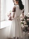 Короткое белое коктейльное платье с красивой вышивкой, фото 3
