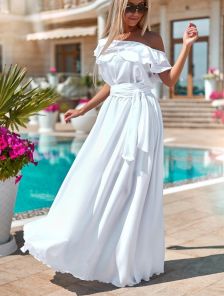 Белое летнее платье в пол (56 фото)